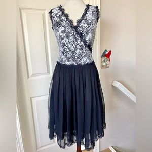 ADRIANA Lace and Silk Party Dress